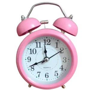 Twin Bell Table Alarm Clock - Pink