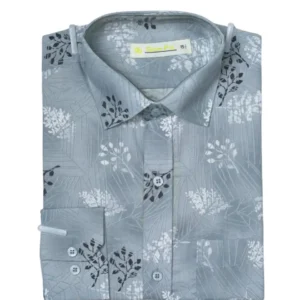 Men's Premium Full Sleeve Floral Print Shirt - Grey