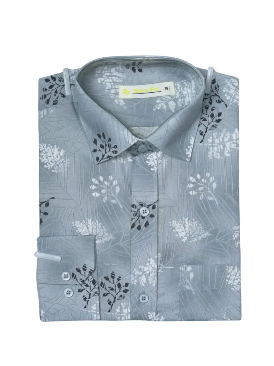 Men's Premium Full Sleeve Floral Print Shirt - Grey