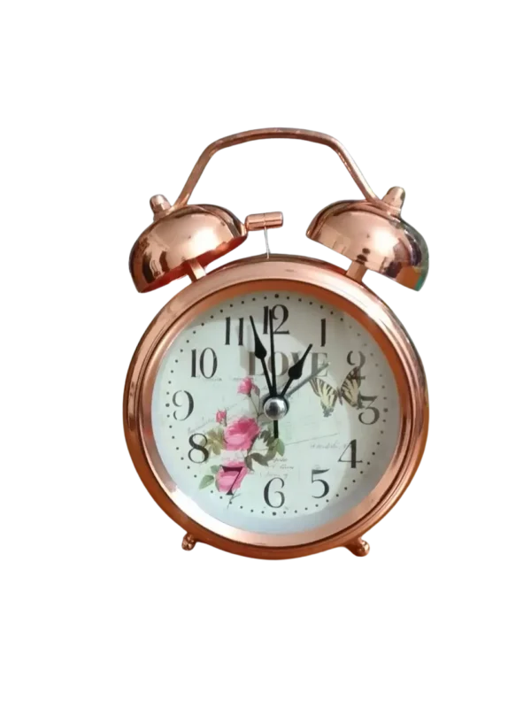 Retro Twin Bell Table Alarm Clock - Bronze